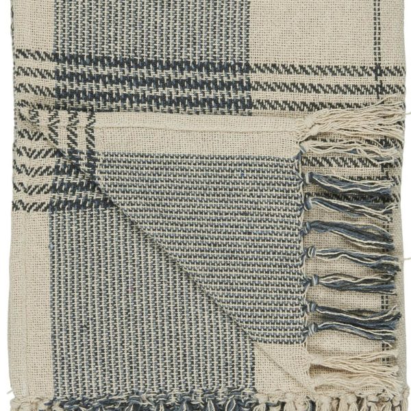Plaid creme/blau Karomuster (130 cm x 160 cm) von Ib Laursen