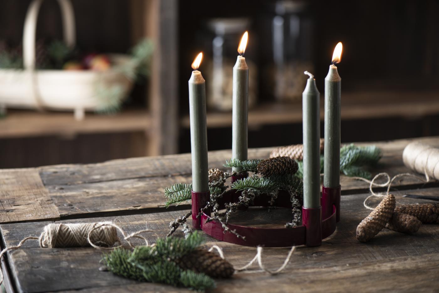 Adventskerzenhalter rot f. Stabkerzen, verschiebbare Halter von Ib Laursen
