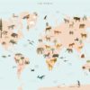 Poster *World Map Tiere* von VISSEVASSE 30x40 cm