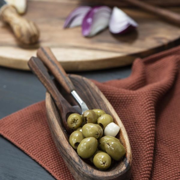 Schale m. 2 Fächern Olivenholz von Ib Laursen