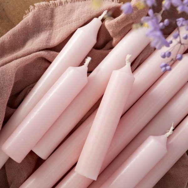 Stabkerze *hellrosa rustikal* Höhe 18 cm von Ib Laursen