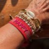 Statement Armband *Happy* gewebt, bestickt von Parsley&Pepper – Bild 3