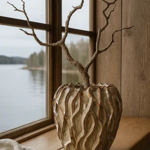 Keramikvase mit organischer Struktur im skandinavischen Stil