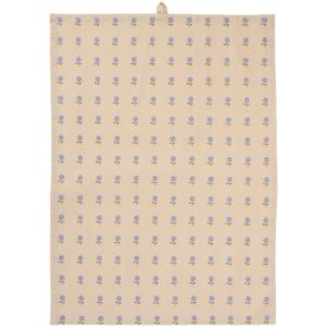 Geschirrtuch Elisabeth aus Baumwolle in Natur mit blauem Blumenmuster im nordischen Küchenstil