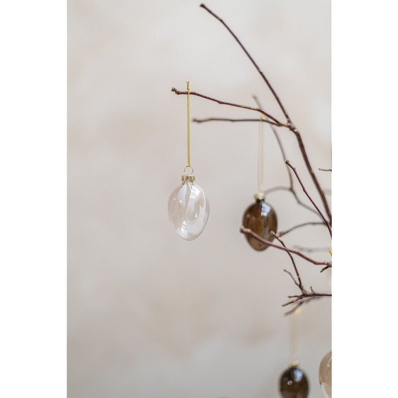 Klare Glasanhänger in Ei-Form 7 cm zum Aufhängen im 6Set