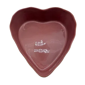 Schüssel in Herzform Keramik ofenfest dunkelrosa