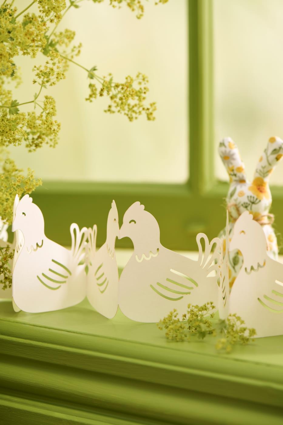 Ostertischdekoration Scherenschnitt *Hühner* selbstehend – Bild 3