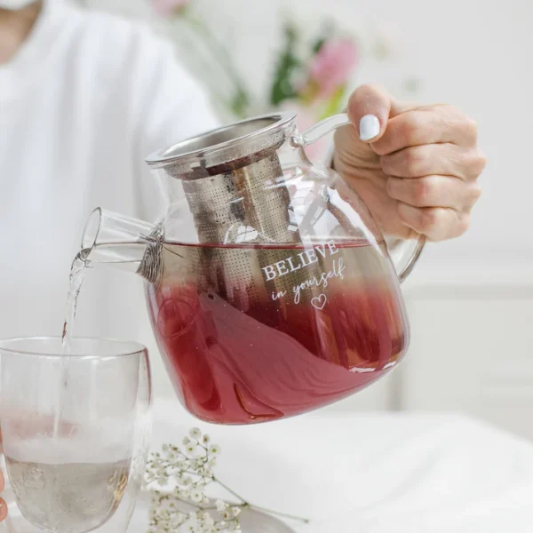 Glas Teekanne Believe in yourself 1,5 l - Teekanne mit Sieb
