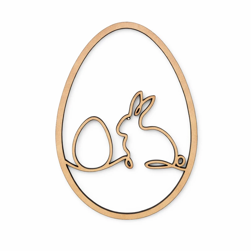 Minimalistische Osterdekoration Hase mit Ei aus MDF im skandinavischen Stil