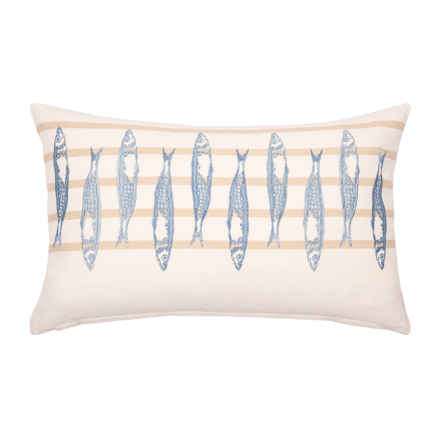 Kissenhülle HAVN dusty blue 35x60 cm mit maritimem Sardinenmotiv im Küstenstil