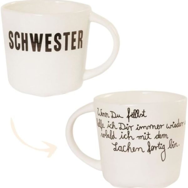Tasse mit Spruch für Schwester