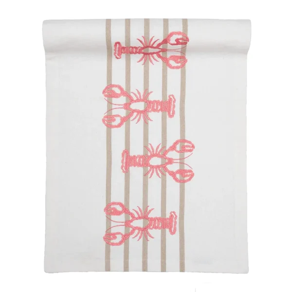 Tischläufer Lobby Natural Red Baumwolle 45x150 mit Stickerei