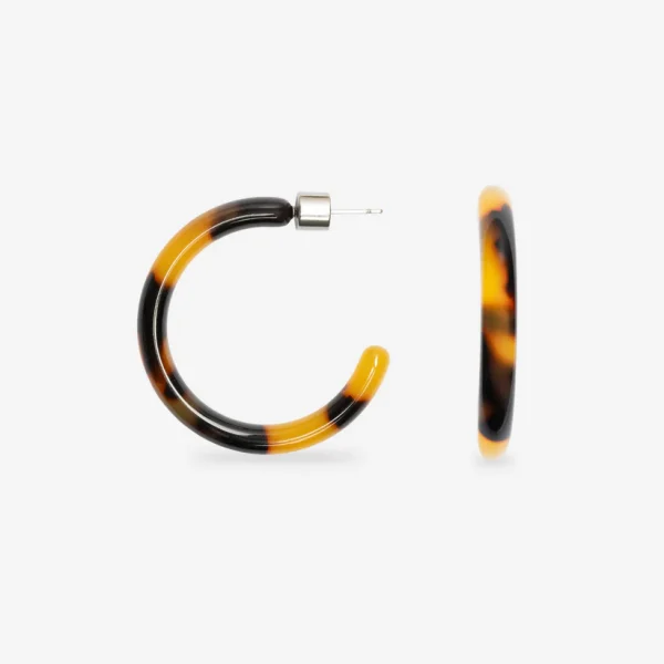 SASSTIE Loop Ohrringe Dark Cheetah aus Edelstahl und Cellulose-Acetat