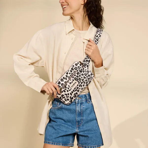 Gürteltasche Harry Leo Naturweiß Leopardenmuster Bio Baumwolle Hindbag