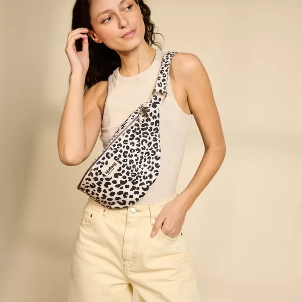 Gürteltasche Sasha Leo Naturweiß Leopardenmuster Bio Baumwolle Hindbag