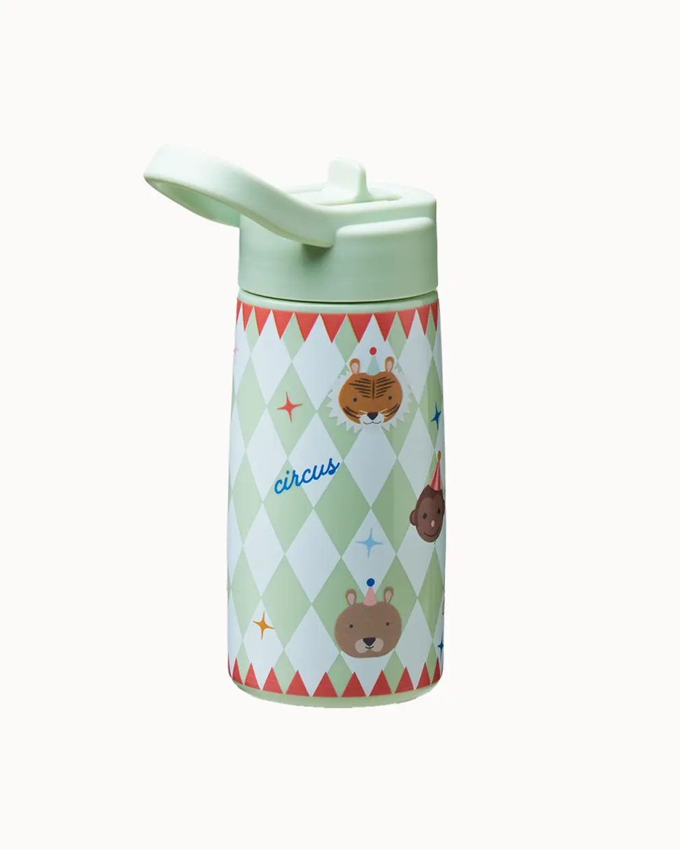 bioloco tiny traveller bottle circus kinder trinkflasche 350 ml mit strohhalm