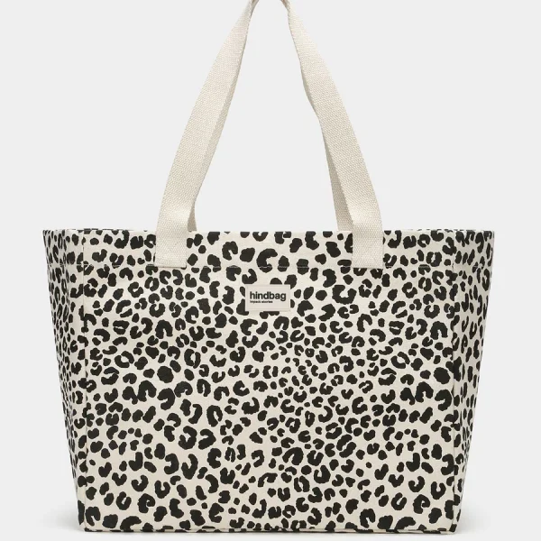 Tragetasche Claude Leo Naturweiß Leopardenmuster Bio Baumwolle Hindbag