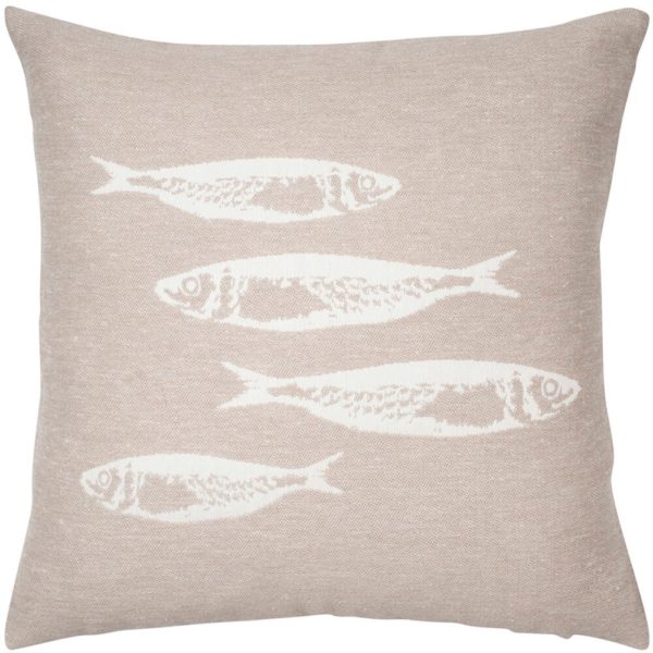 kissenhülle sardine beige 45x45 baumwolle dekokissen maritim