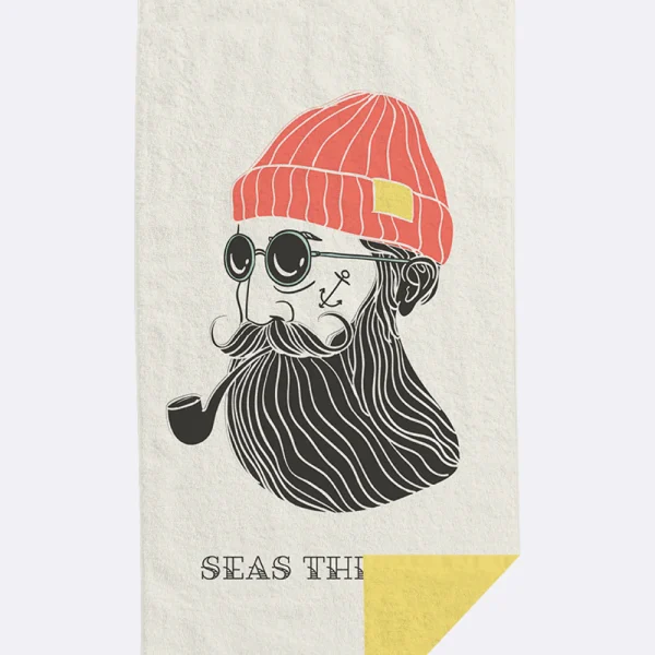 Strandtuch Seas the Day mit Seemann Motiv Baumwolle 90x180 cm