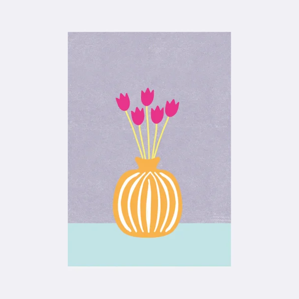 Postkarte mit stilisiertem Tulpenmotiv im modernen Design
