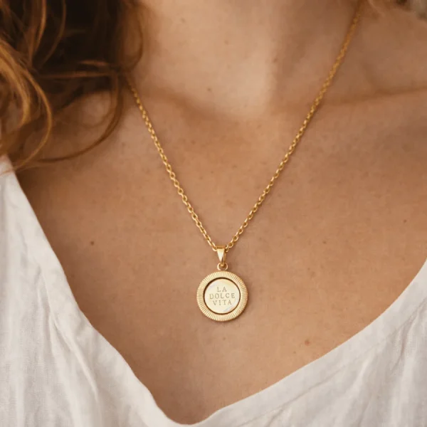 Vergoldete minimalistische Halskette la dolce vita handgefertigt in Italien