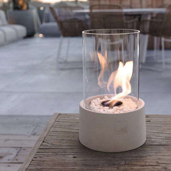 Tischkamin Stonefire Weiß – Bio-Ethanol Kamin für draußen
