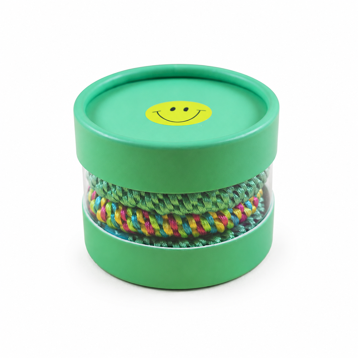 Haargummi-Set mint gelb von ava&yves mit 4 Haargummis in runder Geschenkbox