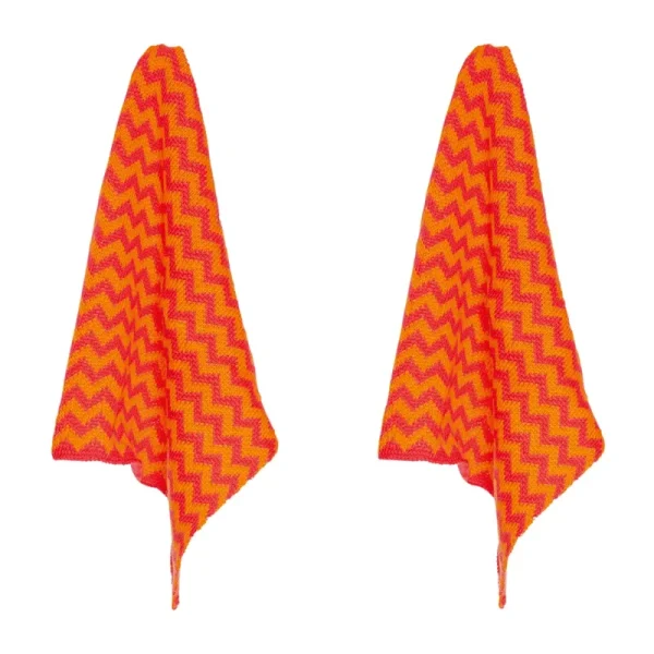 Pink-orange Spültücher VENTO im 2er-Set aus Baumwolle mit Wellenmuster