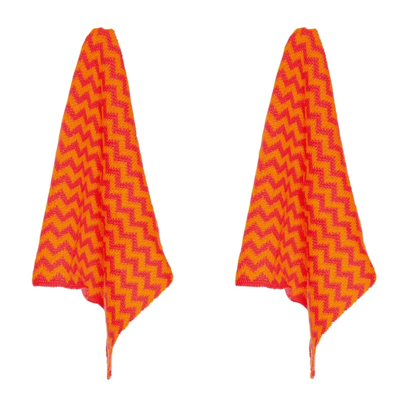Pink-orange Spültücher VENTO im 2er-Set aus Baumwolle mit Wellenmuster