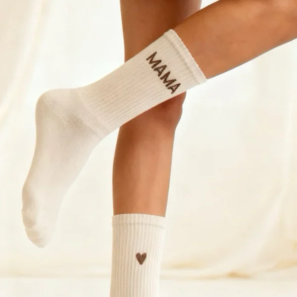 MAMA Premiumsocken aus Bio-Baumwolle in Cappuccino-Tönen mit Herz