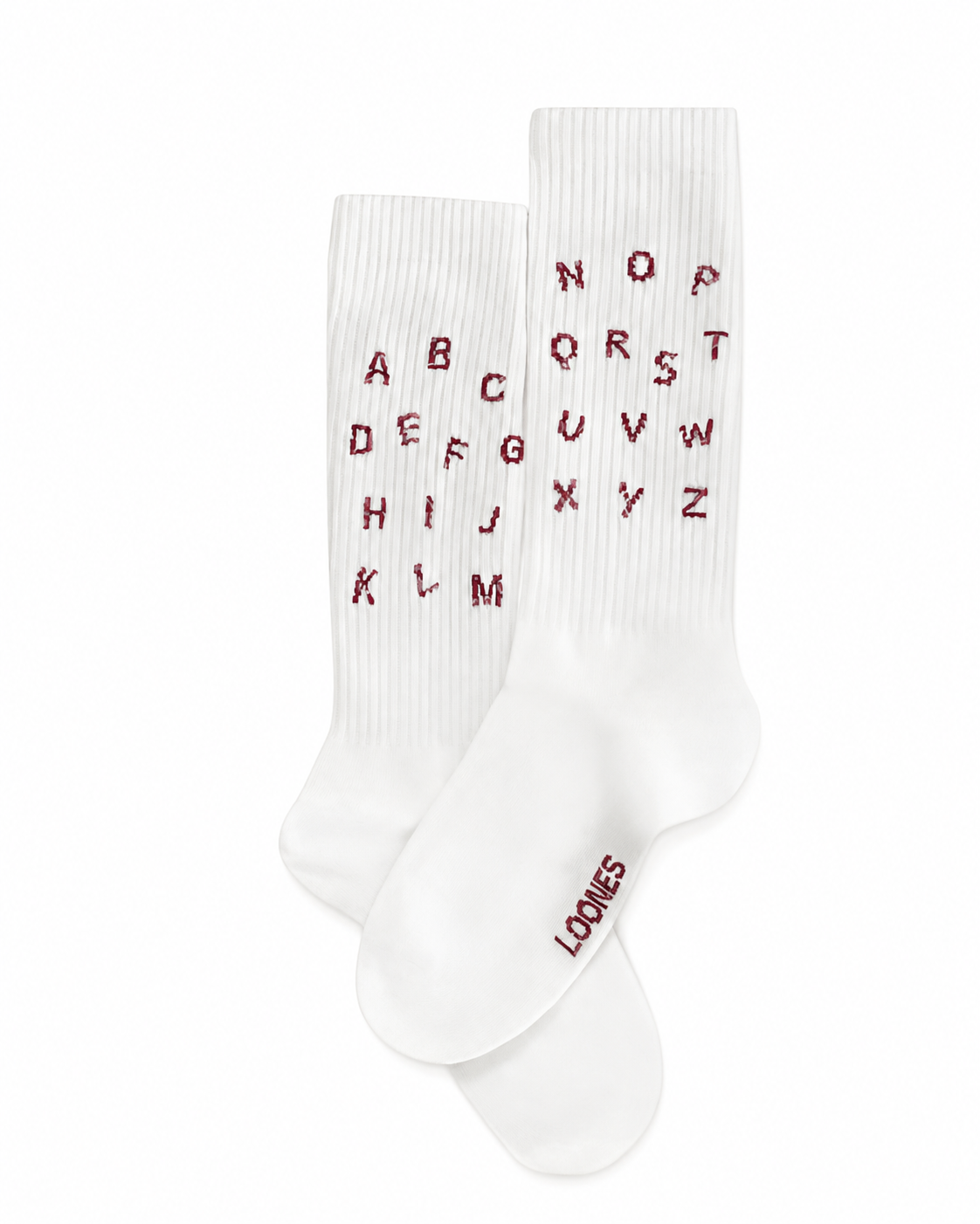 ABC Socken mauve glitzer aus Bio-Baumwolle mit schimmernden Buchstaben