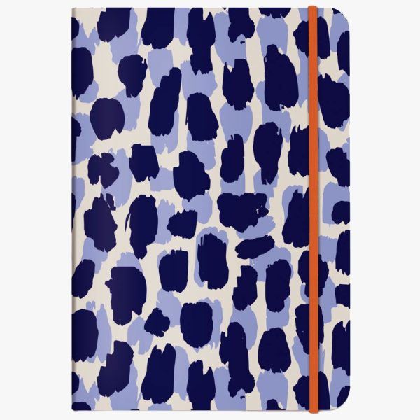 EONTINE Notizbuch DIN A5 in Blau und Lila mit orangefarbenem Gummiband