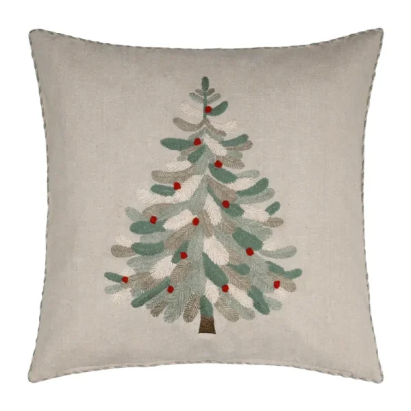 Kissenhülle Christmas Tree 45x45 cm in Natur mit fein gesticktem Weihnachtsbaum