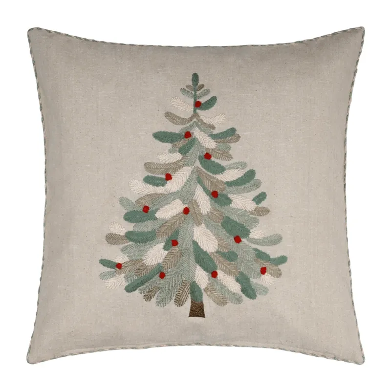 Kissenhülle Christmas Tree 45x45 cm in Natur mit fein gesticktem Weihnachtsbaum