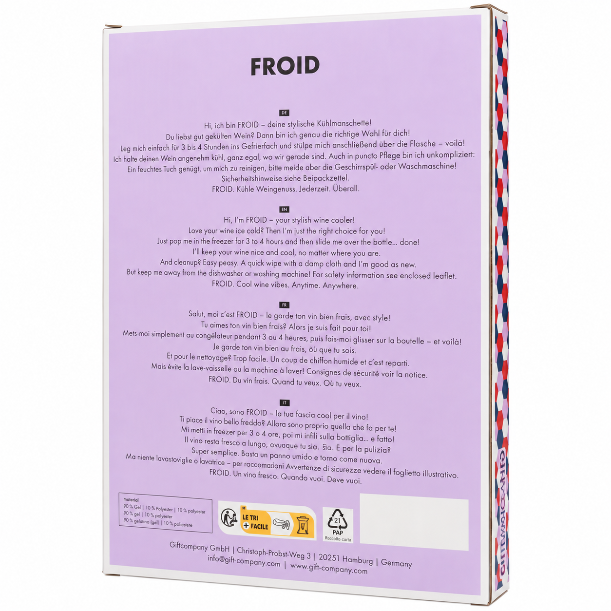 FROID Kühlmanschette – Streifen Schwarz/Weiß | Gift Company – Bild 3