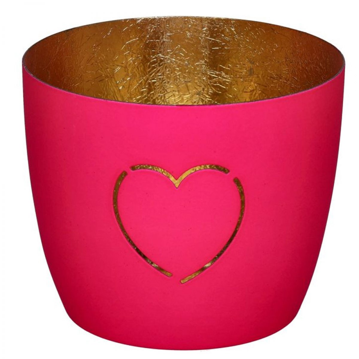Gift Company Madras Windlicht mit Herz in Hot Pink und Gold
