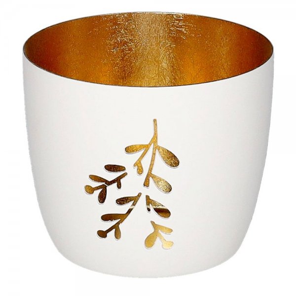 Gift Company Madras Windlicht Mistelzweig in Weiß und Gold aus Eisen
