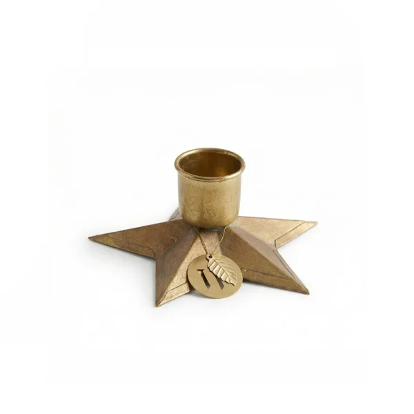 Kleiner Kerzenhalter „Golden Star“ in Messingoptik