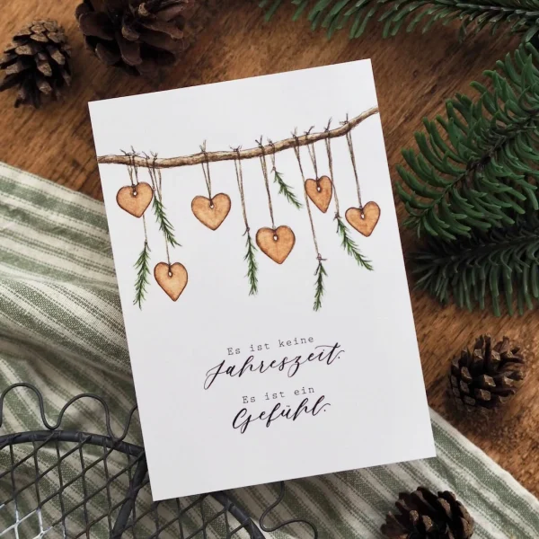 Postkarte Lebkuchengirlande – süße Weihnachtsgrüße