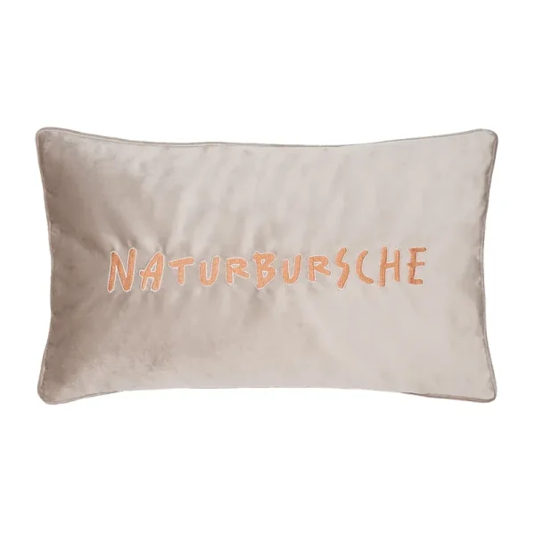 Kissenhülle Naturbursche mit Frottee-Stickerei und Statement Schriftzug