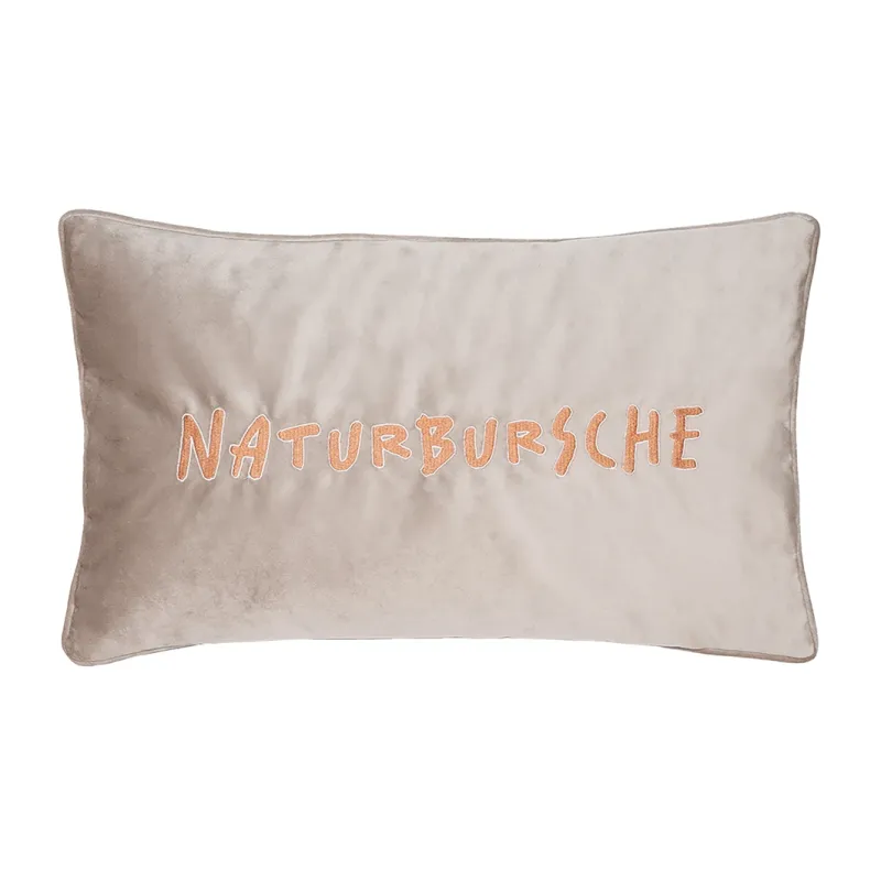 Kissenhülle Naturbursche mit Frottee-Stickerei und Statement Schriftzug