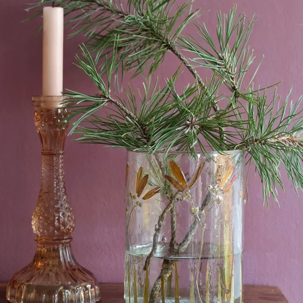 Kleines Windlicht & Vase Warm Meadow aus Glas