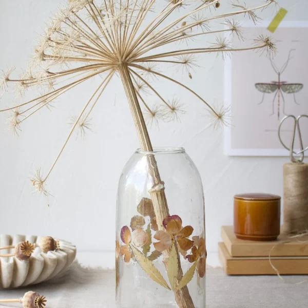 Glasvase „Pressed Flowers“ mit echten Blüten