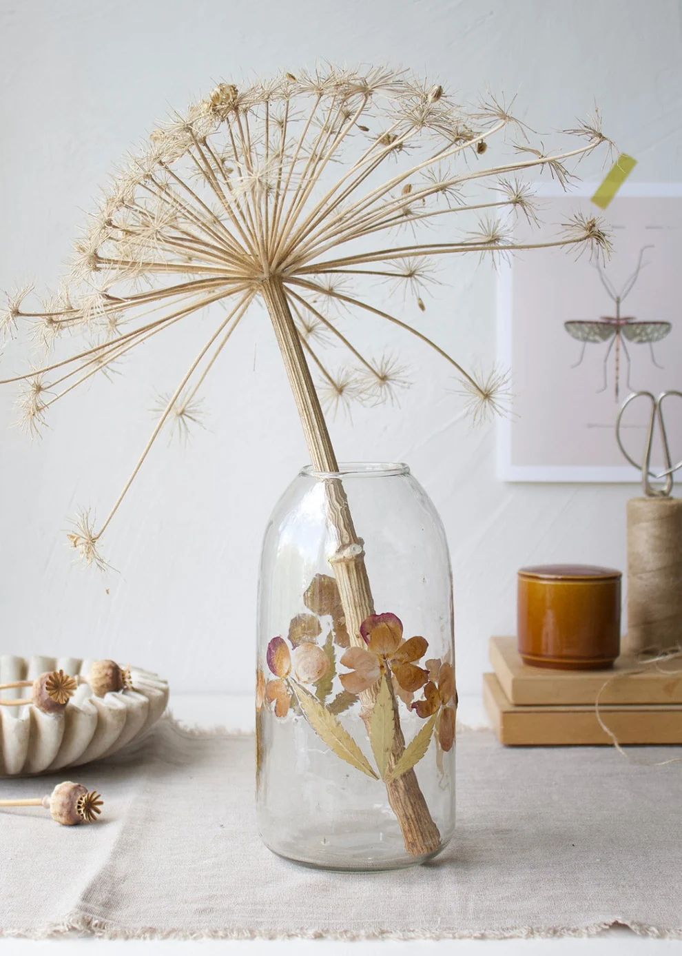 Glasvase „Pressed Flowers“ mit echten Blüten