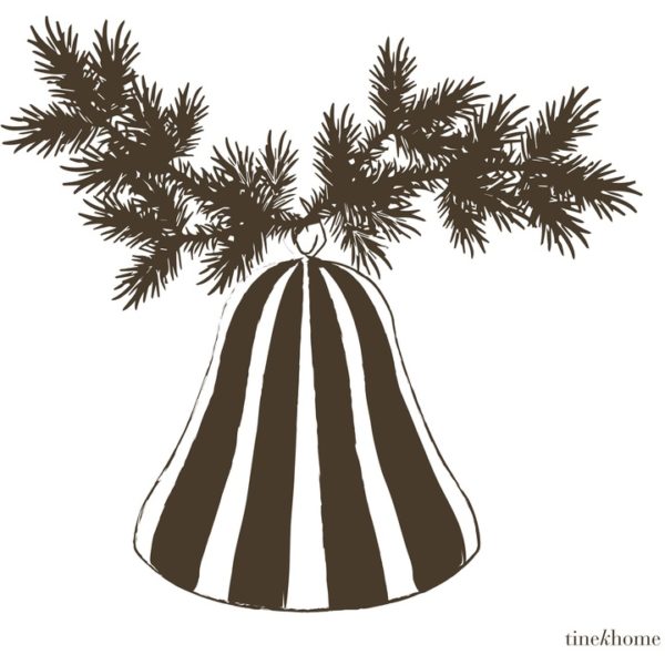 Tine K Home Weihnachtsservietten Mocca mit Glocke und Tannenzweigen
