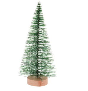 Miniatur-Tannenbaum mit Holzfuß und Schneeeffekt für die Wichteltür, 11cm